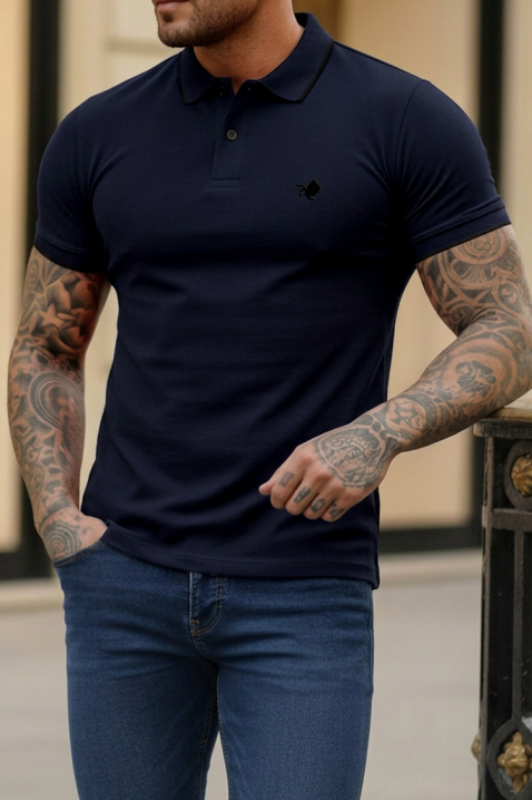 Tricou bărbătesc din bumbac cu detalii contrastante și croială ajustată MORIFO DARK BLUE, Culoare: bleumarin, IVET.RO - Reduceri de până la -80%