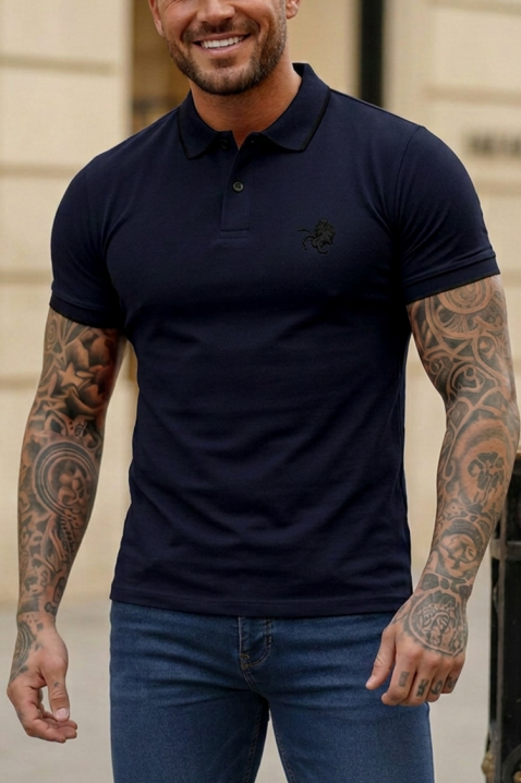 Tricou bărbătesc din bumbac cu detalii contrastante și croială ajustată MORIFO DARK BLUE, Culoare: bleumarin, IVET.RO - Reduceri de până la -80%