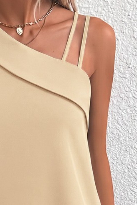 Rochie scurtă elegantă cu decolteu asimetric și croială lejeră IVRINIA BEIGE, Culoare: bej, IVET.RO - Reduceri de până la -80%