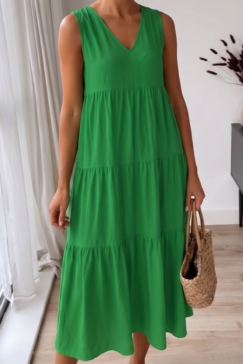 Rochie midi vaporoasă potrivita pentru vară cu decolteu V VELRINA GREEN, Culoare: verde, IVET.RO - Reduceri de până la -80%
