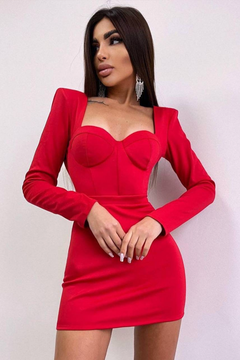 Rochie mini cambrată cu corset și bust modelat, cu umeri accentuați ROSITIA, Culoare: roșu, IVET.RO - Reduceri de până la -80%
