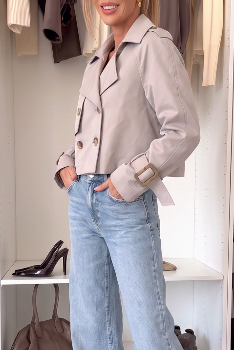 Trench scurt de damă cu nasturi dubli SHARMITA BEIGE, Culoare: bej, IVET.RO - Reduceri de până la -80%