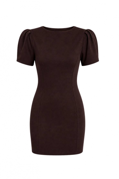 Rochie scurtă cu croială ajustată și mâneci bufante SELORITA BROWN, Culoare: maro, IVET.RO - Reduceri de până la -80%