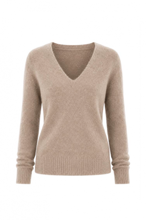 Pulover damă cambrat cu decolteu în V BAREMIA BEIGE, Culoare: bej, IVET.RO - Reduceri de până la -80%