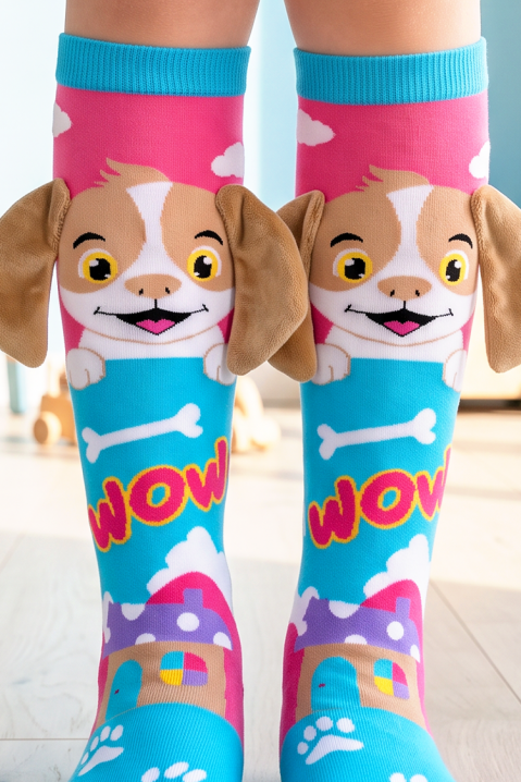 Șosete pentru copii cu imprimeu 3D cățeluș și urechiușe moi PUPPY PAW, Culoare: multicolor, IVET.RO - Reduceri de până la -80%