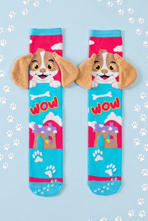 Șosete pentru copii cu imprimeu 3D cățeluș și urechiușe moi PUPPY PAW, Culoare: multicolor, IVET.RO - Reduceri de până la -80%