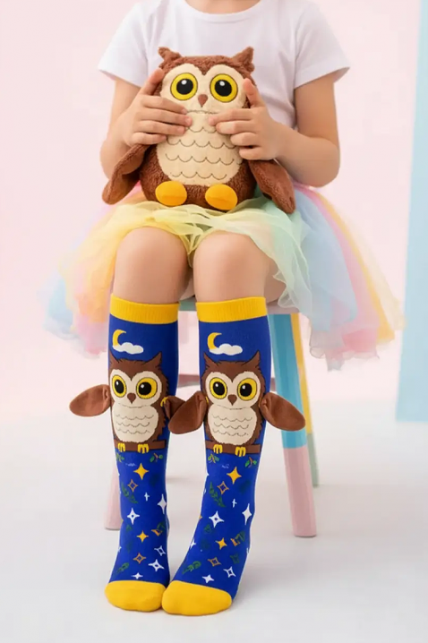 Șosete pentru copii cu imprimeu 3D bufniță și aripi moi OWL DREAMS, Culoare: albastru, IVET.RO - Reduceri de până la -80%