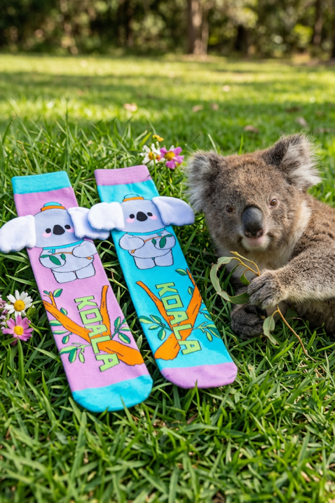 Șosete pentru copii cu imprimeu 3D de koala cu urechi moi HAPPY KOALA, Culoare: multicolor, IVET.RO - Reduceri de până la -80%