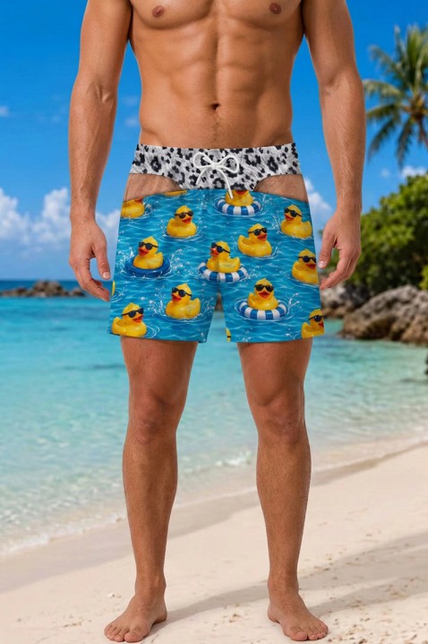 Pantaloni scurți de înot pentru bărbați jucăușe, cu imprimeu cu rățuște, cu efect de două piese PATINO, Culoare: multicolor, IVET.RO - Reduceri de până la -80%
