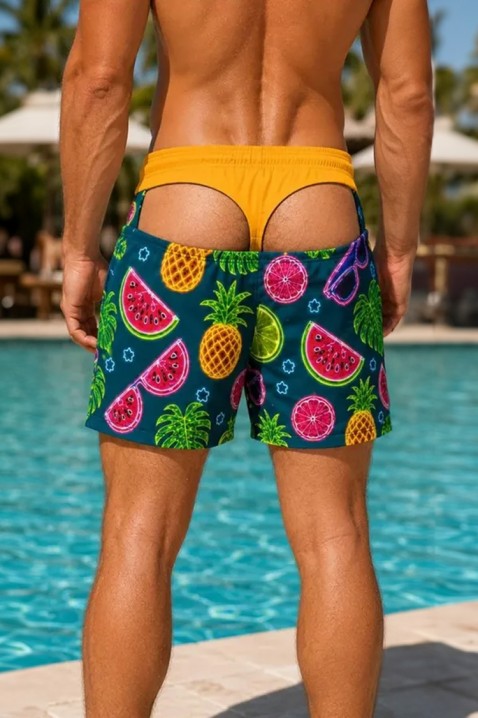 Pantaloni scurți de înot pentru bărbați jucăuș cu imitație de două piese cu fructe și slip SELENIO, Culoare: multicolor, IVET.RO - Reduceri de până la -80%