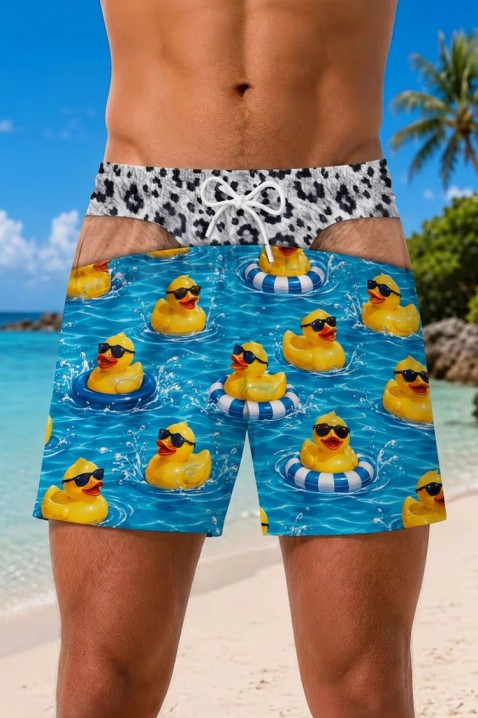 Pantaloni scurți de înot pentru bărbați jucăușe, cu imprimeu cu rățuște, cu efect de două piese PATINO, Culoare: multicolor, IVET.RO - Reduceri de până la -80%