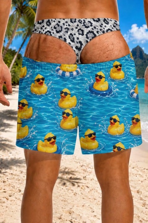 Pantaloni scurți de înot pentru bărbați jucăușe, cu imprimeu cu rățuște, cu efect de două piese PATINO, Culoare: multicolor, IVET.RO - Reduceri de până la -80%
