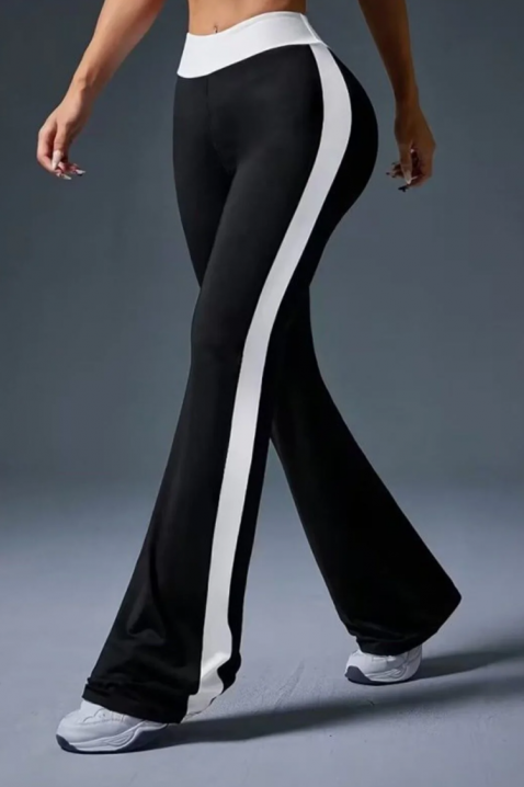 Pantaloni sport pentru femei, croială ajustată, talie înaltă și crac evazat IVERANA, Culoare: negru, IVET.RO - Reduceri de până la -80%