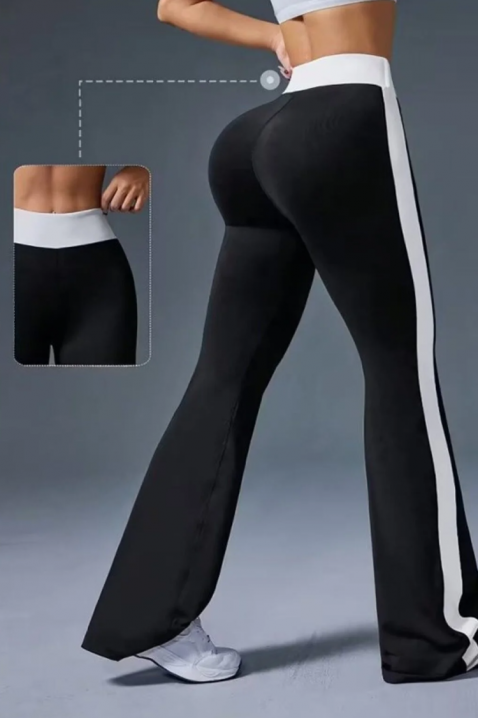 Pantaloni sport pentru femei, croială ajustată, talie înaltă și crac evazat IVERANA, Culoare: negru, IVET.RO - Reduceri de până la -80%