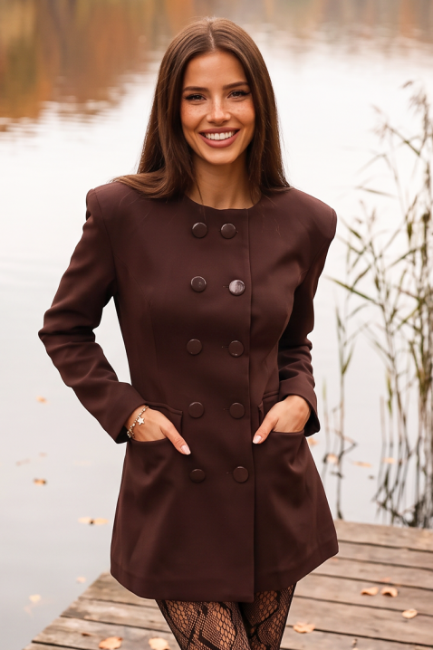 Rochie scurtă tip blazer cu închidere dublu rând și buzunare decorative MARSENIA BORDO, Culoare: bordo, IVET.RO - Reduceri de până la -80%