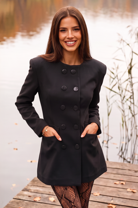 Rochie scurtă tip blazer cu închidere dublu rând și buzunare decorative MARSENIA NAVY, Culoare: bleumarin, IVET.RO - Reduceri de până la -80%