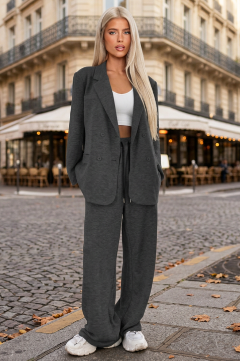 Set elegant de damă cu sacou și pantaloni cu crac larg BENZOLA GRAFIT, Culoare: grafit, IVET.RO - Reduceri de până la -80%