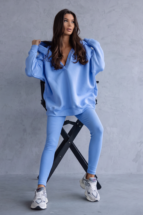 Set sport pentru femei cu hanorac și colanți rib BRANDILA BLUE, Culoare: albastru deschis, IVET.RO - Reduceri de până la -80%