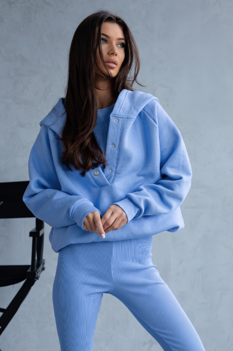 Set sport pentru femei cu hanorac și colanți rib BRANDILA BLUE, Culoare: albastru deschis, IVET.RO - Reduceri de până la -80%