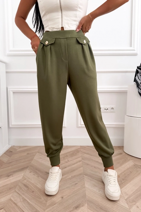 Pantaloni sport-eleganți cu talie înaltă și manșete elastice AMARIATA GREEN, Culoare: verde, IVET.RO - Reduceri de până la -80%