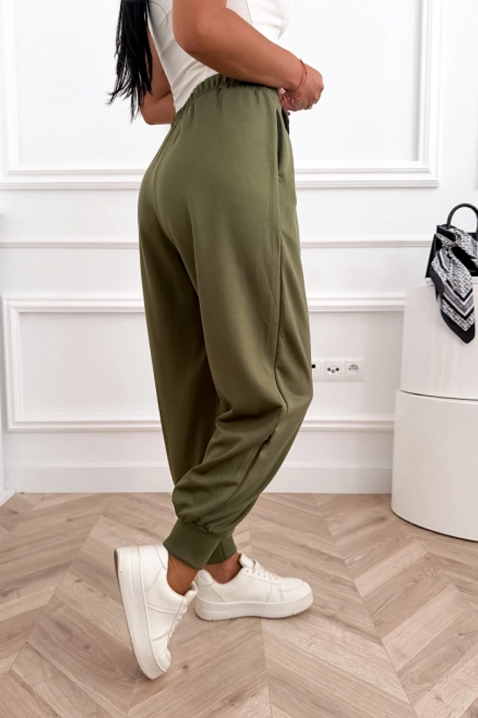 Pantaloni sport-eleganți cu talie înaltă și manșete elastice AMARIATA GREEN, Culoare: verde, IVET.RO - Reduceri de până la -80%