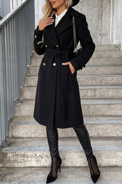 Palton elegant de damă, cambrat, cu spate spectaculos MOIFELDA BLACK, Culoare: negru, IVET.RO - Reduceri de până la -80%