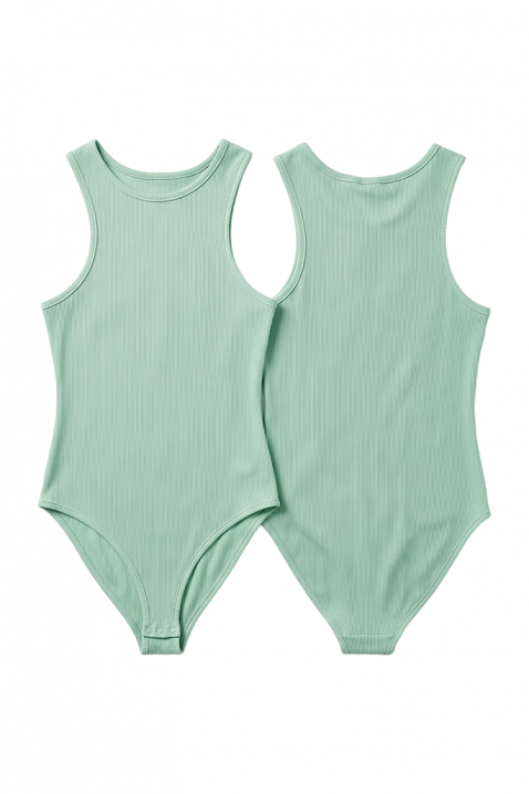 Body damă fără mâneci, din material rib, cu decolteu rotund EVANIETA MINT, Culoare: mentă, IVET.RO - Reduceri de până la -80%