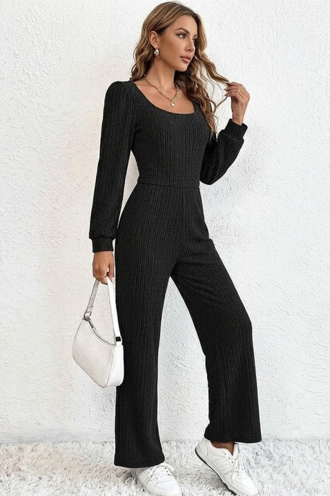 Set modern de damă cu bluză și pantaloni cu craci largi FRENZOLA BLACK, Culoare: negru, IVET.RO - Reduceri de până la -80%