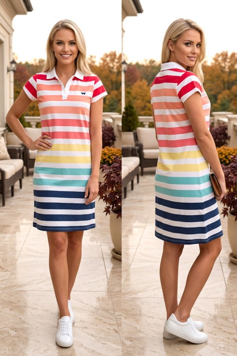 Rochie de zi cu guler și imprimeu în dungi colorate NORDESA, Culoare: multicolor, IVET.RO - Reduceri de până la -80%