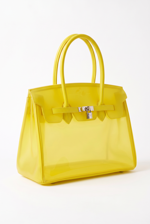 Geantă de damă tip tote, semitransparentă, cu curea decorativă și lacăt ARIANIA YELLOW, Culoare: galben, IVET.RO - Reduceri de până la -80%