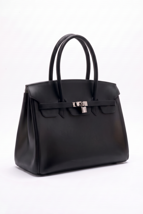 Geantă de damă tip tote, semitransparentă, cu curea decorativă și lacăt ARIANIA BLACK, Culoare: negru, IVET.RO - Reduceri de până la -80%