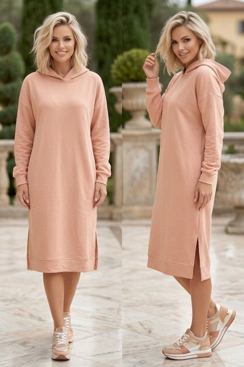 Rochie sport tip hanorac cu glugă și șlițuri laterale SUZINITA BEIGE, Culoare: bej, IVET.RO - Reduceri de până la -80%