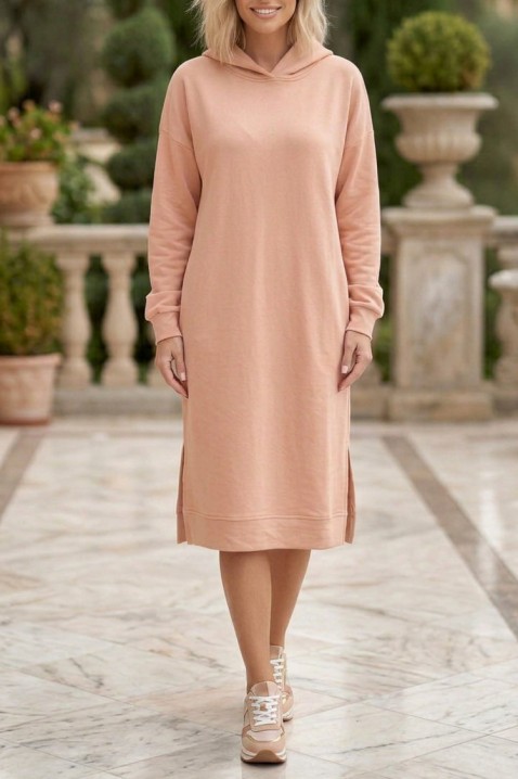 Rochie sport tip hanorac cu glugă și șlițuri laterale SUZINITA BEIGE, Culoare: bej, IVET.RO - Reduceri de până la -80%