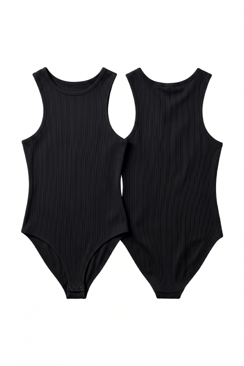 Body damă fără mâneci, din material rib, cu decolteu rotund EVANIETA BLACK, Culoare: negru, IVET.RO - Reduceri de până la -80%