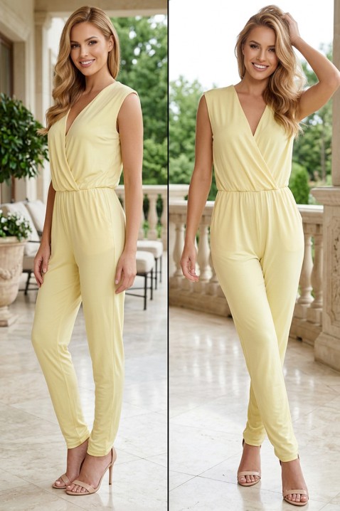 Jumpsuit damă elegant cu siluetă dreaptă alungită și decolteu petrecut sexy CELENZA LIME, Culoare: lime, IVET.RO - Reduceri de până la -80%