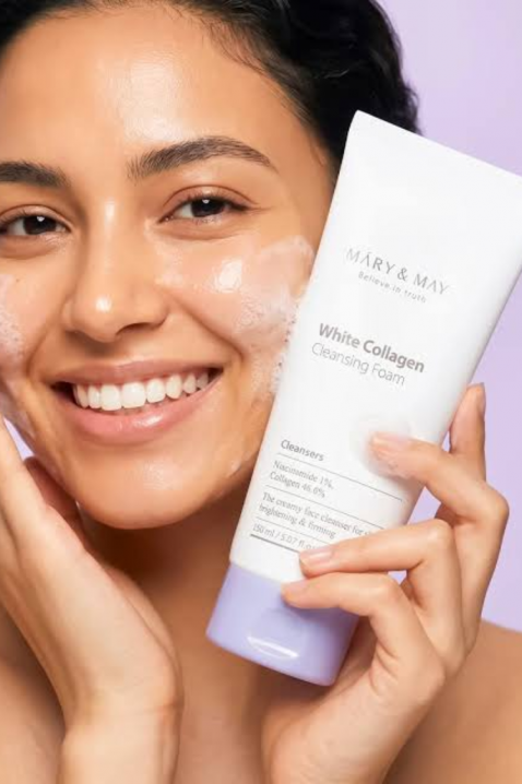 Mary&May White Collagen Cleansing Foam with Collagen and Niacinamide, 150 mlIVET.RO - Reduceri de până la -80%