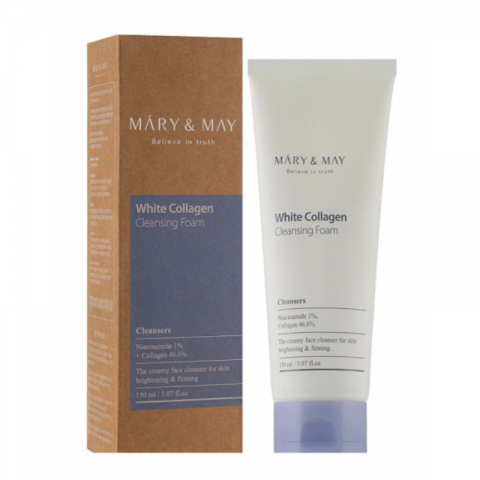 Mary&May White Collagen Cleansing Foam with Collagen and Niacinamide, 150 mlIVET.RO - Reduceri de până la -80%