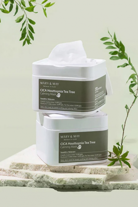 Mary&May Sheet Masks with Calming Effect CICA Houttuynia Tea Tree Calming Mask, 30 pcs * 40 mlIVET.RO - Reduceri de până la -80%