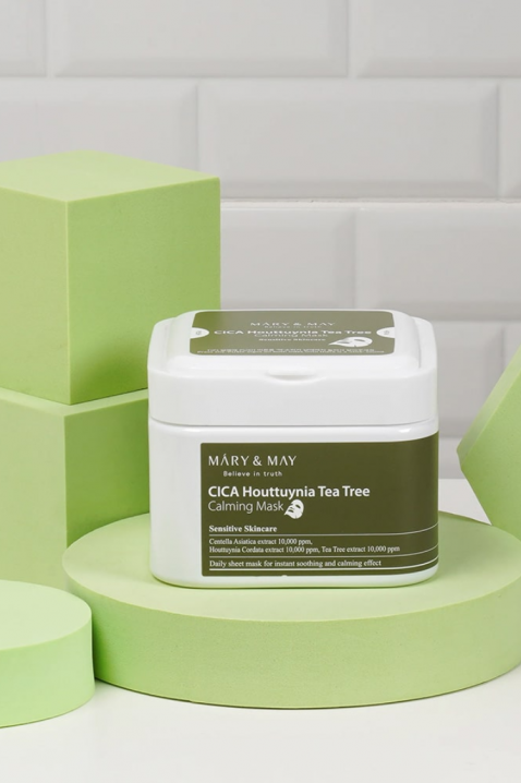 Mary&May Sheet Masks with Calming Effect CICA Houttuynia Tea Tree Calming Mask, 30 pcs * 40 mlIVET.RO - Reduceri de până la -80%