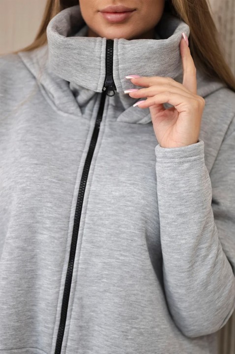 Rochie modernă matlasată asimetrică cu fermoar și glugă TANERIA, Culoare: gri, IVET.RO - Reduceri de până la -80%
