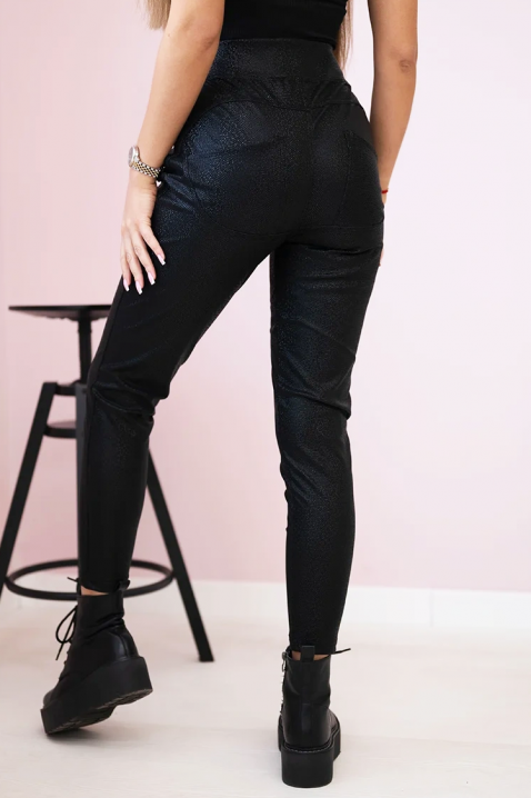 Pantaloni damă cu croială ajustată, talie înaltă și animal print PARIATA, Culoare: negru, IVET.RO - Reduceri de până la -80%