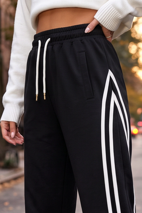 Pantaloni sport pentru femei cu legături și benzi decorative laterale BERLETA BLACK, Culoare: negru, IVET.RO - Reduceri de până la -80%