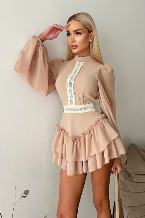 Rochie scurtă cu volane și mâneci voluminoase IRAMIA, Culoare: bej, IVET.RO - Reduceri de până la -80%