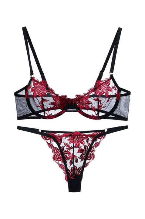 Set erotic de lenjerie damă din 2 piese cu broderie și dantelă PELVITA BORDO, Culoare: bordo, IVET.RO - Reduceri de până la -80%