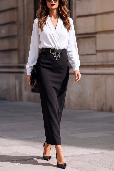 Rochie elegantă din două piese cu decolteu în V și fustă tip creion TORMELSA WHITE, Culoare: alb, IVET.RO - Reduceri de până la -80%