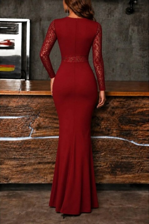 Rochie lungă elegantă cu mâneci din dantelă LOTESA RED, Culoare: roșu, IVET.RO - Reduceri de până la -80%