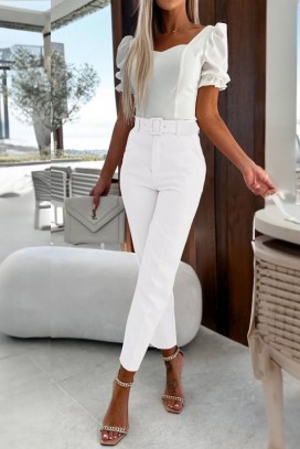 pantaloni FLOSINA WHITE