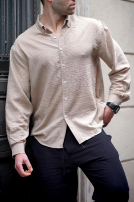cămașă bărbați REVOLZO BEIGE