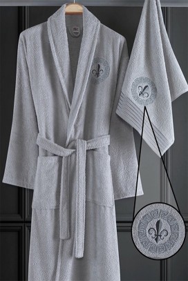 Set halat de baie cu prosop LASEOLDA WHITE