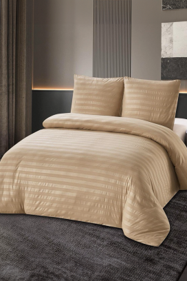 lenjerie de pat KRONESA BEIGE 200x220 cm bumbac - 3 piese
